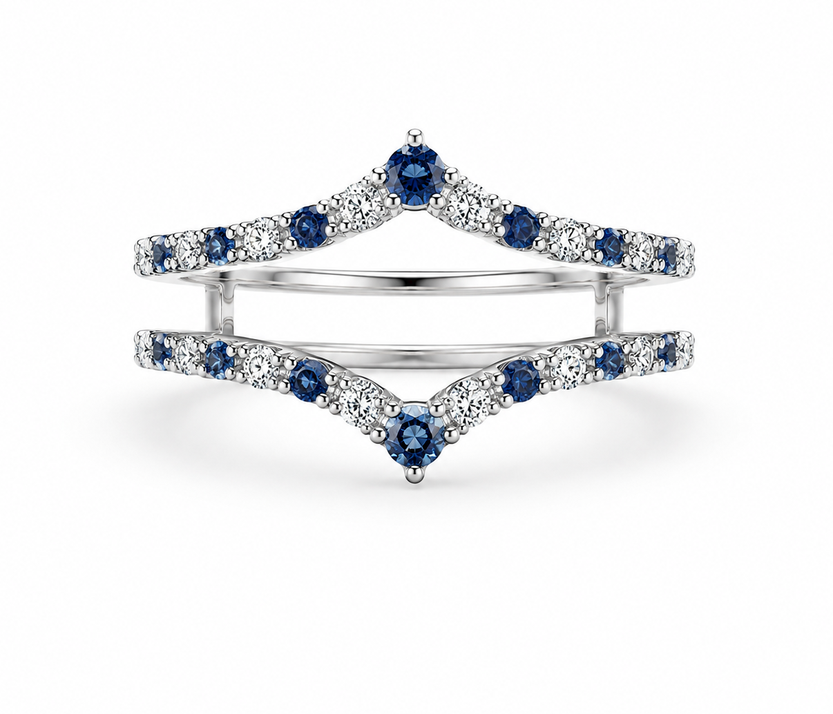 Fiora  0.33  Carat  Round Diamond & Blue Sapphire Ring Guard
